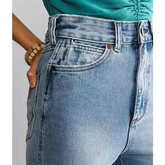 Billabong X Wrangler Womens High Rise Super Flare Blue Jeans Floral Patchwork 28 - Picture 5 of 16